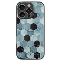iPhone 16 Pro glazen hardcase - Blue cubes