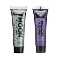 Moon Creations Glittergel fijn set - voor lichaam en gezicht - zilver en paars