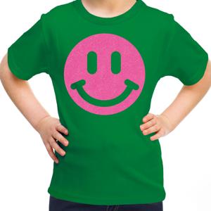 Verkleed T-shirt voor meisjes - Smile Emoticon - groen - carnaval - feestkleding voor kinderen