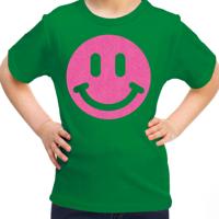 Verkleed T-shirt voor meisjes - Smile Emoticon - groen - carnaval - feestkleding voor kinderen - thumbnail