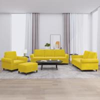 4-delige Loungeset met kussens fluweel geel