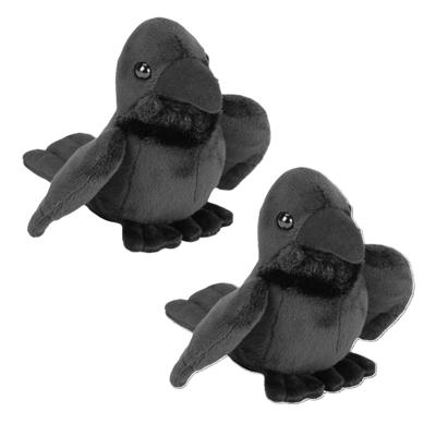 Wild Republic raaf/kraai knuffel - 2x - Pluche - 13 cm - vogels - knuffeldieren - vogelknuffels