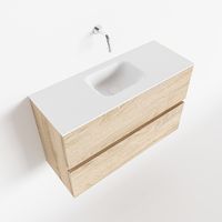 Toiletmeubel Mondiaz Ada | 80 cm | Meubelkleur Washed oak | Lex wastafel Talc Midden | Zonder kraangat