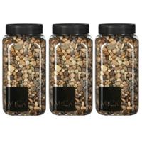 Mica Decoratie/hobby mini korrels/steentjes - 3x - bruin mix - 650 ml - Decoratie materialen