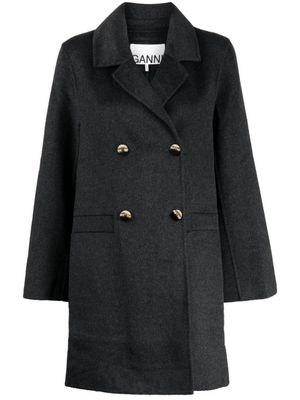 GANNI manteau croisé à revers crantés - Gris