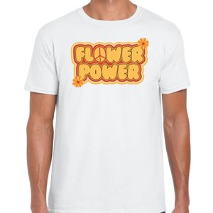 Hippie t-shirt voor heren - flower power - vintage - wit - jaren 60 themafeest