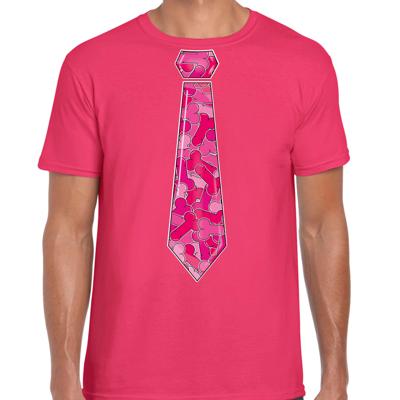 Cadeau T-shirt voor heren - piemel stropdas - roze - vrijgezellenfeest