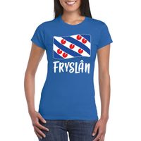 Blauw t-shirt Fryslan / Friesland vlag dames - thumbnail