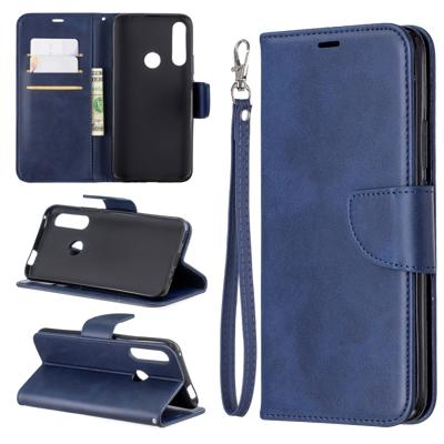 Retro lamsvacht textuur pure kleur horizontale Flip PU lederen case voor Huawei P Smart Z met houder & card slots & portemonnee & Lanyard (blauw)