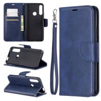 Retro lamsvacht textuur pure kleur horizontale Flip PU lederen case voor Huawei P Smart Z met houder & card slots & portemonnee & Lanyard (blauw)