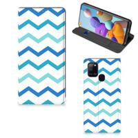 Samsung Galaxy A21s | Hoesje met Magneet | Zigzag Blauw