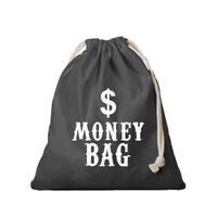 Canvas geldzak Moneybag met dollar teken zwart 25 x 30 cm verkleedaccessoires   - - thumbnail