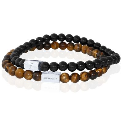 Memphis DUO Kralenarmbanden set "Vesuvius"-19cm