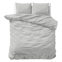 Dekbedovertrek Paolo - Eenpersoons (140x200 cm) - Wit/ Grijs Microvezel - Dessin: Ruiten, Patroon - Sleeptime - Dekbed-Discounter.nl