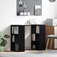 Bureau met plank Zwart eiken 90 x 50 x 75 cm Bewerkt hout