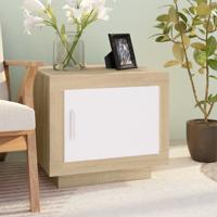 Salontafel 51x50x45 cm bewerkt hout wit en sonoma eikenkleurig - thumbnail