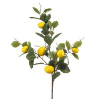 Kunstbloem citrusfruit tak citroen - 95 cm - geel - losse steel - Kunst zijdebloemen   -