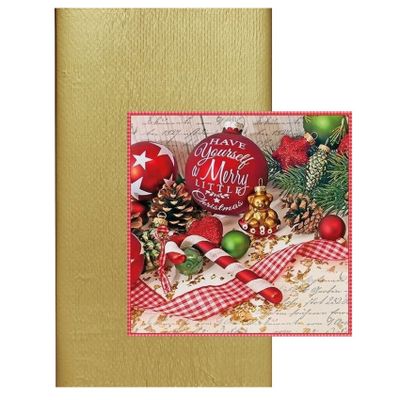 Papieren tafelkleed/tafellaken goud inclusief kerst servetten