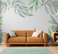 Hangende tropische bladeren foto behang woonkamer