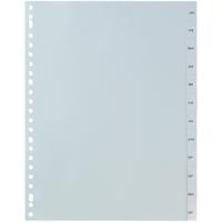 Pergamy tabbladen, ft A4, 23-gaatsperforatie, grijze PP, januari-december