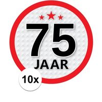 10x 75 Jaar leeftijd stickers rond verjaardag versiering   - - thumbnail