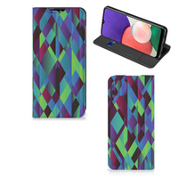 Samsung Galaxy A22 5G Stand Case Abstract Green Blue - thumbnail