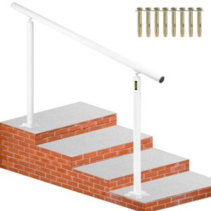 VEVOR Balustrade Trap Trapleuning Kit 152,8 cm x 91 cm Buiten Trapleuning 0-5 Stappen Pijp Trapleuning van Aluminium met Voorgeboorde Gaten