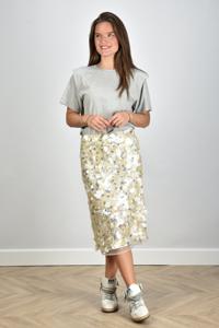 RÓHE midi rok met organza laagdetail creme