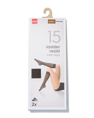 HEMA Kniekousen 15denier anti-ladder - 2 paar bruin (bruin)