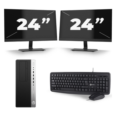HP EliteDesk 800 G3 Micro Tower - Intel Core i7-6e Generatie - 16GB RAM - 256GB SSD - Windows 11 + 2x 24 inch Monitor