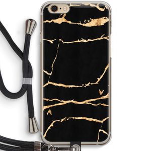 Gouden marmer: iPhone 6 / 6S Transparant Hoesje met koord