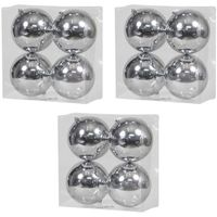 12x Kunststof kerstballen glanzend zilver 12 cm kerstboom versiering/decoratie   -