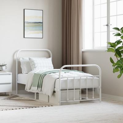 Bedframe met hoofd- en voeteneinde metaal wit 90x200 cm