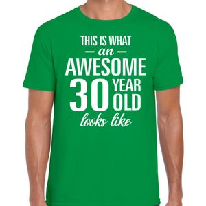 Awesome 30 year / 30 jaar cadeau t-shirt groen heren