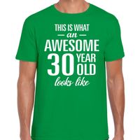 Awesome 30 year / 30 jaar cadeau t-shirt groen heren - thumbnail