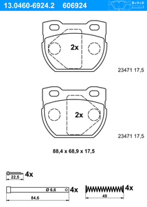 Remblokkenset, schijfrem ATE, u.a. für Land Rover