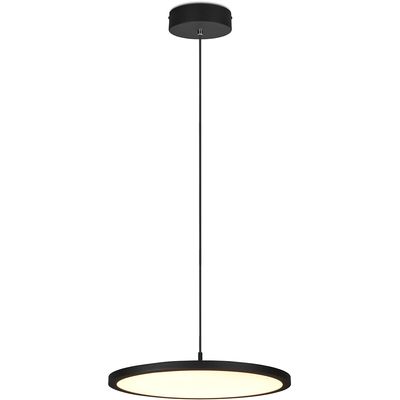 LED Hanglamp - Hangverlichting - Trion Trula - 29W - Warm Wit 3000K - Dimbaar - Rond - Mat Zwart - Aluminium
