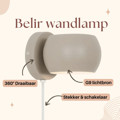 Leeslamp bruin met schakelaar & G9 Fitting Belir