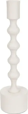 Kandelaar metaal rond 6.5x23.5cm wit