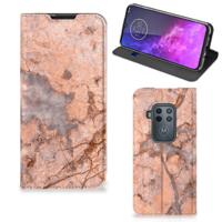 Motorola One Zoom | Standcase | Marmer Oranje
