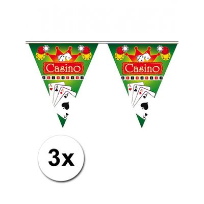 3x Feestdecoratie vlaggenlijn Casino