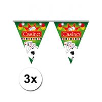 3x Feestdecoratie vlaggenlijn Casino - thumbnail