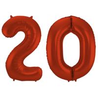 Folat Verjaardag Leeftijd folieballon - 20 jaar - rood - 86 cm - cijferballon groot