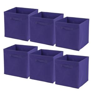 Opbergmand/kastmand Square Box - 6x - karton/kunststof - 29 liter - paars - 31 x 31 x 31 cm