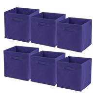 Opbergmand/kastmand Square Box - 6x - karton/kunststof - 29 liter - paars - 31 x 31 x 31 cm - thumbnail