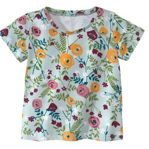 T-Shirt van bio-katoen met elastaan, Bloemen Maat: 134/140