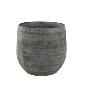 Plantenpot/bloempot in een strakke Modern design look mystic grijs Dia 18 cm en Hoogte 16 cm