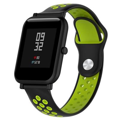 Dubbele kleur siliconen Sport polsband voor Huawei Watch serie 1 18mm(Black+green)
