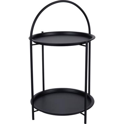 Home & Styling Bijzettafel - zwart - metaal - H66 cm - plantenpot verhoger - binnen/buiten