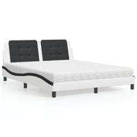 Bed met matras kunstleer wit en zwart 160x200 cm